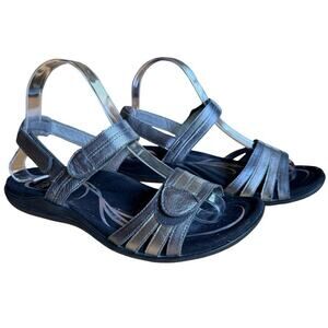 Abeo Bio System Brynn Womens Silver Leather Ankle Strap Sporty Shoes Sandals 8 N
